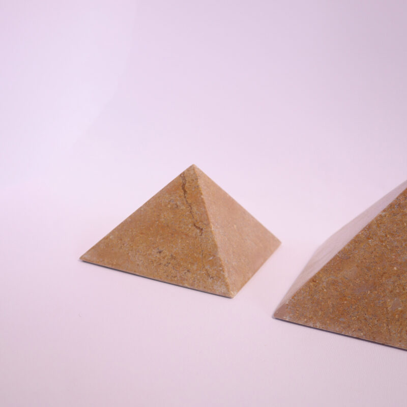 Golden Trio - Handcrafted Limestone Pyramids